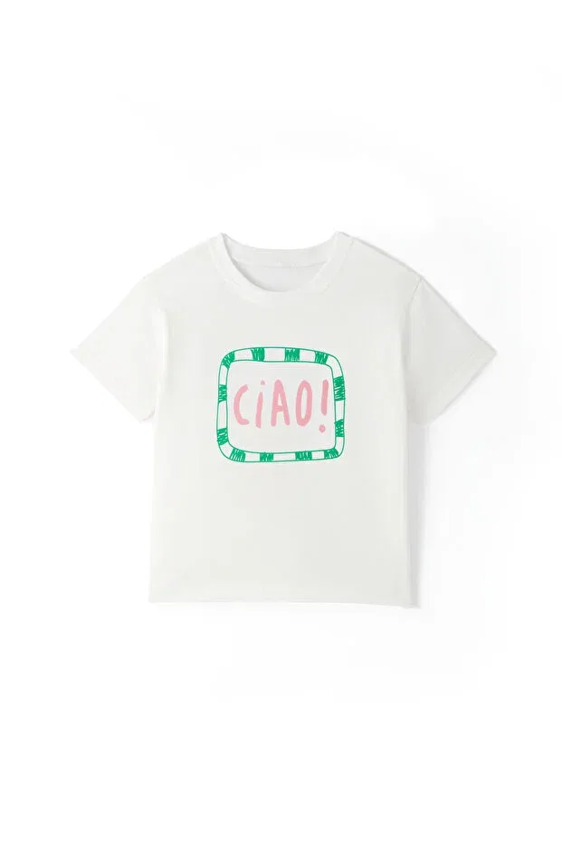 Детская футболка с принтом Sunny Ciao Petit Coral, Белая