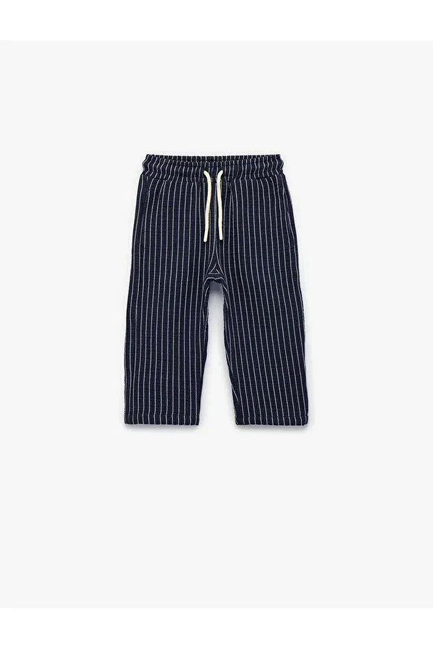 Детские брюки для девочек хлопковые с принтом Koton, Navy Blue Striped