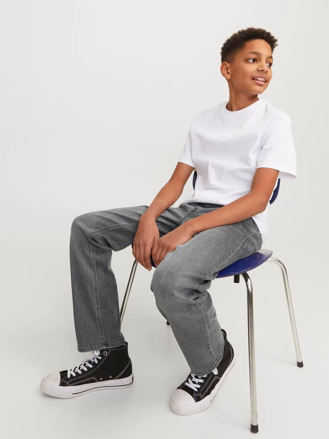 Джинсы прямого кроя, модель Clark JACK & JONES JUNIOR, серый — фото 4