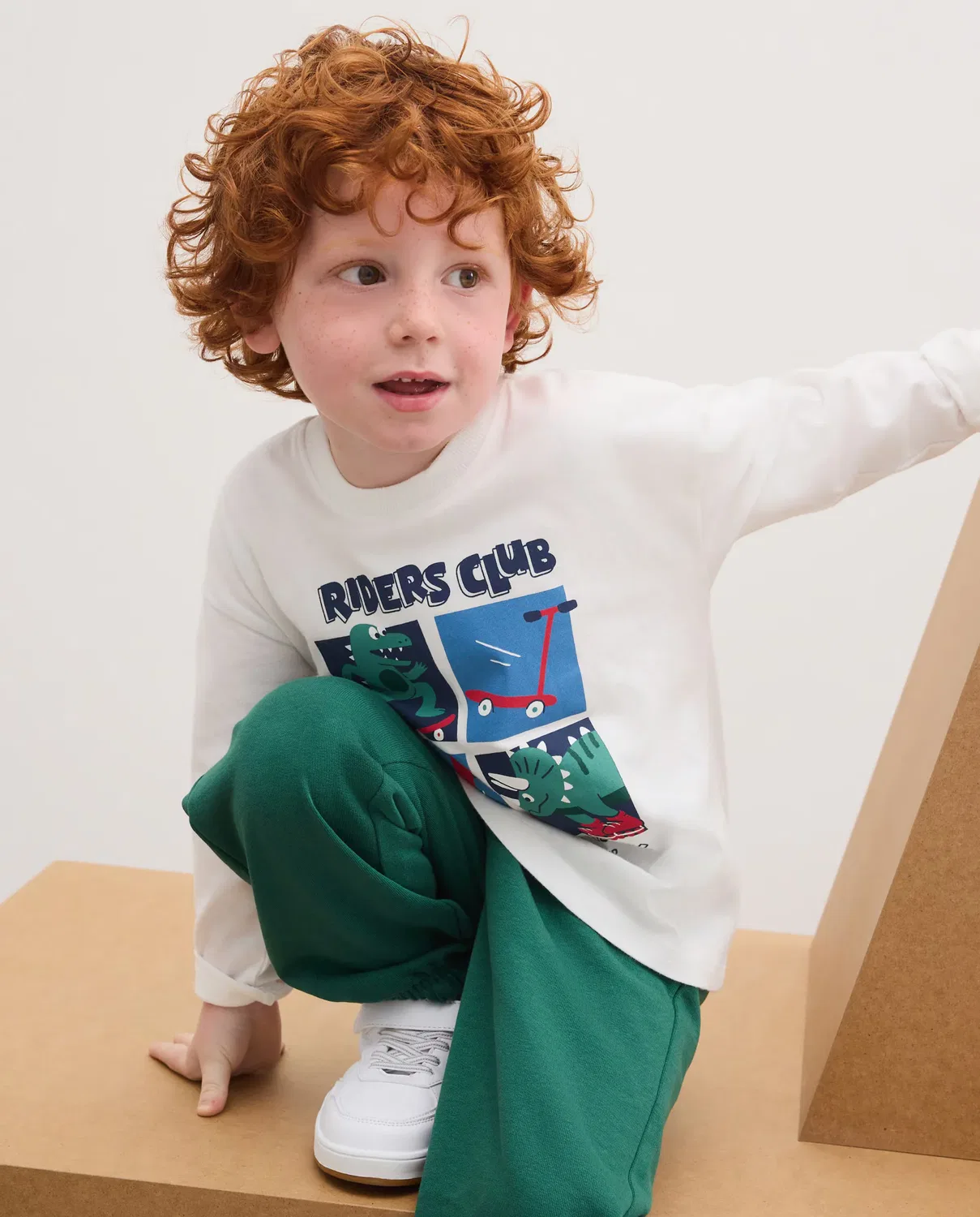 Детская футболка с длинным рукавом с принтом Walter Print Kids El Corte Inglés, Blanco