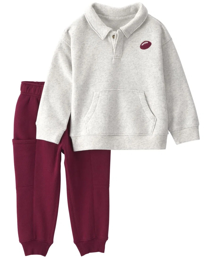Комплект из футера с футбольным принтом, модель Football Fleece Carter's, Gray/Burgundy