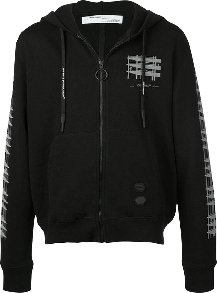 

Худи Off-White Diag Indus Slim Zipped Hoodie 'Black / Silver', черный