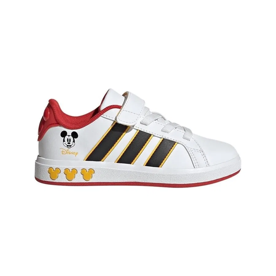Детские белые кроссовки с принтом Mickey Mouse adidas GRAND COURT MICKEY EL K, Белый