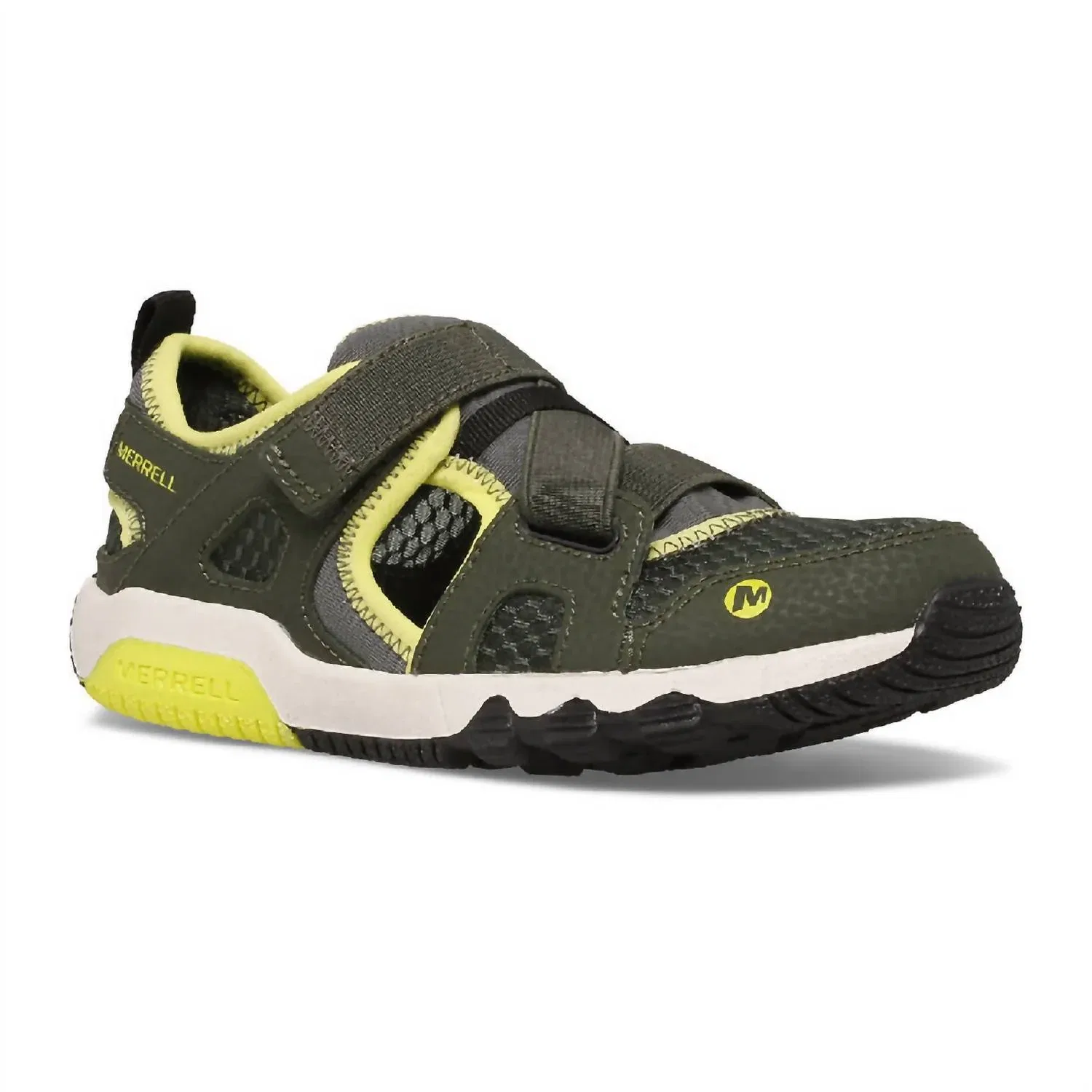 Детские сандалии для мальчиков с быстро сохнущим верхом Hydro Free Roam MERRELL, Olive/Lime