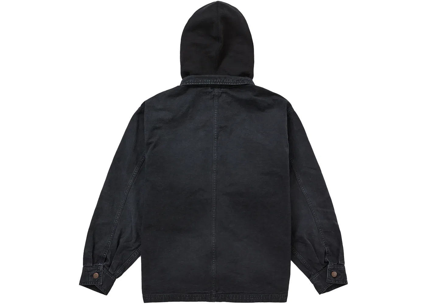 Мужская куртка-чулка с капюшоном Supreme Worn Hooded Chore Coat, Black — фото 2