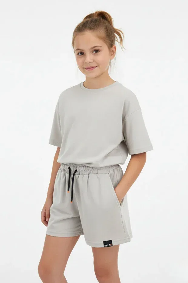 Детские шорты для девочек хлопковые Belted Lace-up Newkids, Gray