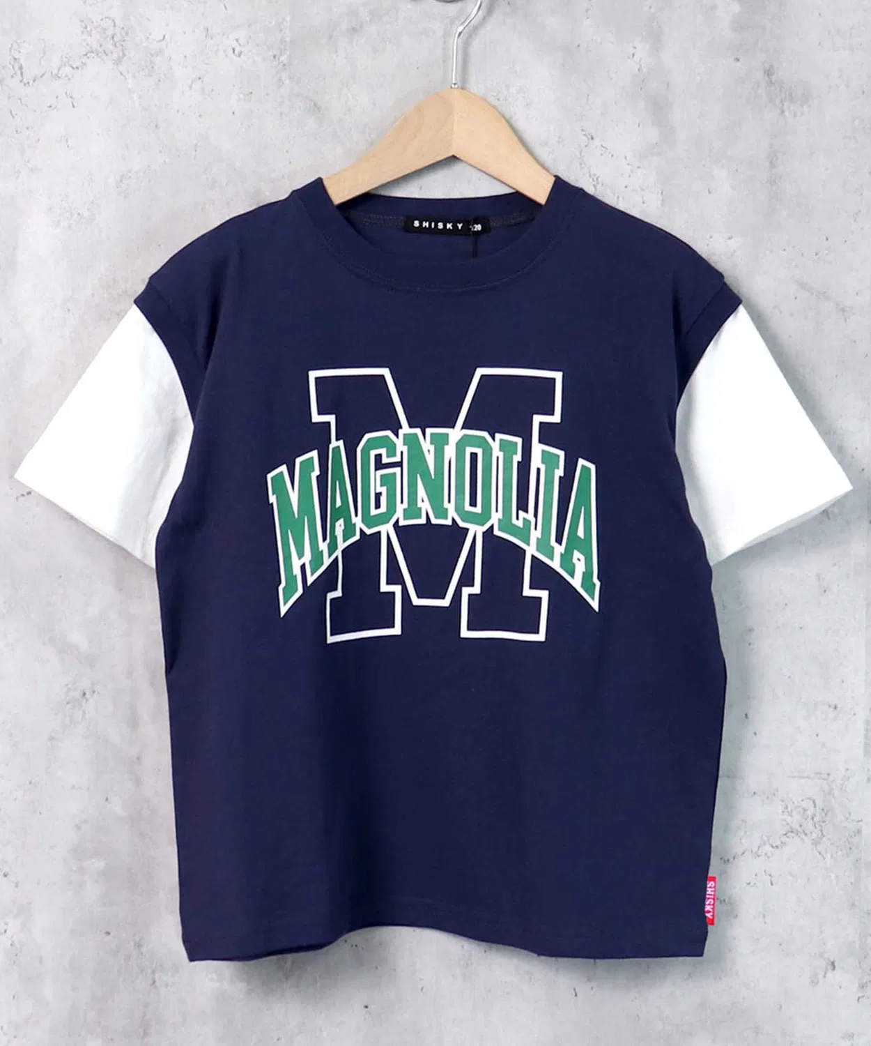 Детская футболка с имитацией многослойности, с коротким рукавом, Fake Layered SHISKY, Navy