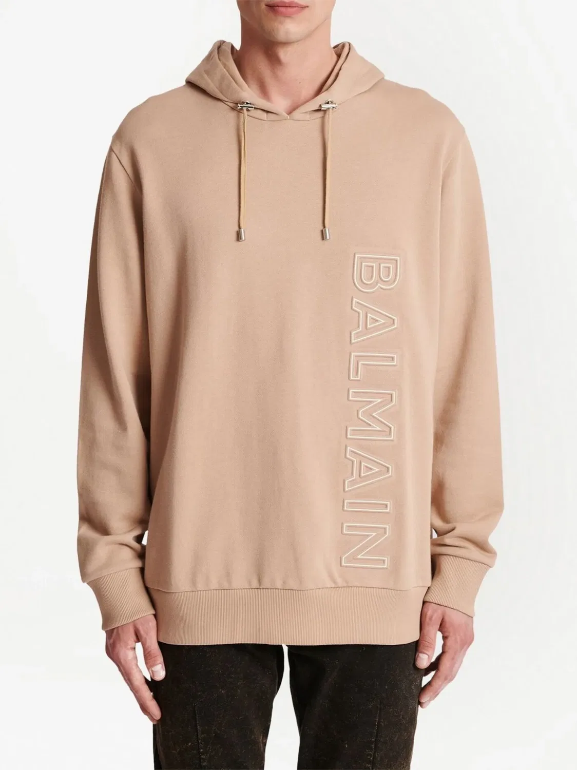 Худи с тиснением логотипа Balmain, бежевый — фото 2