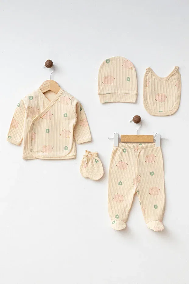 Детский комплект для новорожденных с принтом Animal Print Yukobaby Bebeğiniz Için En Doğalı, Beige