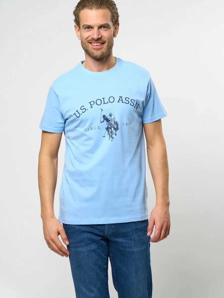 Футболка U.S. Polo Assn. 'UMARCHIBALD' темно-синего и светло-голубого цвета — фото 2