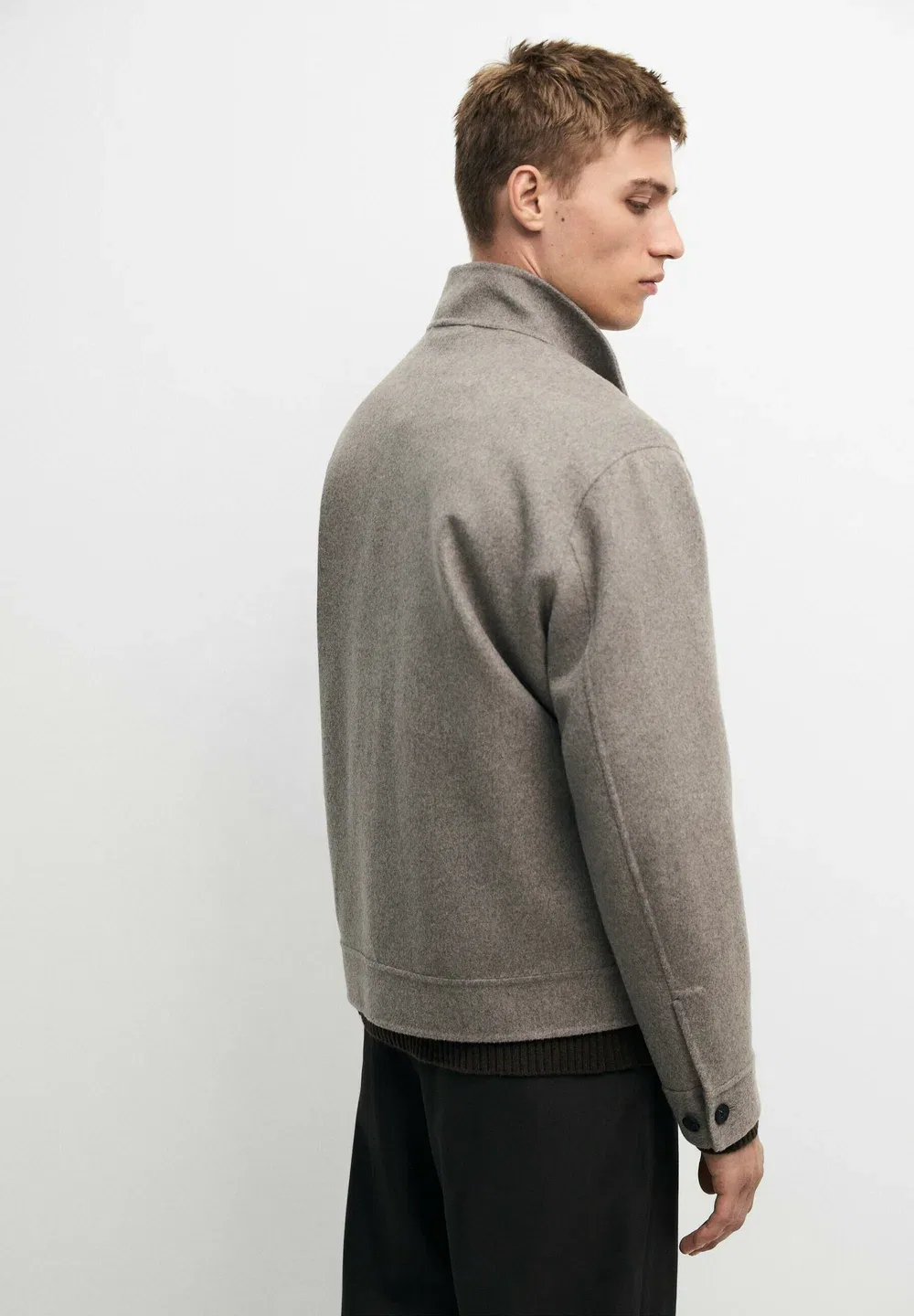 Куртка из смесовой шерсти с высоким воротником, двусторонняя, легкая Massimo Dutti, Sand — фото 3