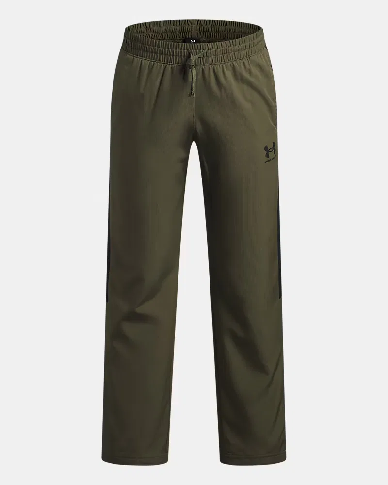 Штаны детские 63,5 см водоотталкивающие UA Rival Woven UnderArmour, Marine Od Green/Black