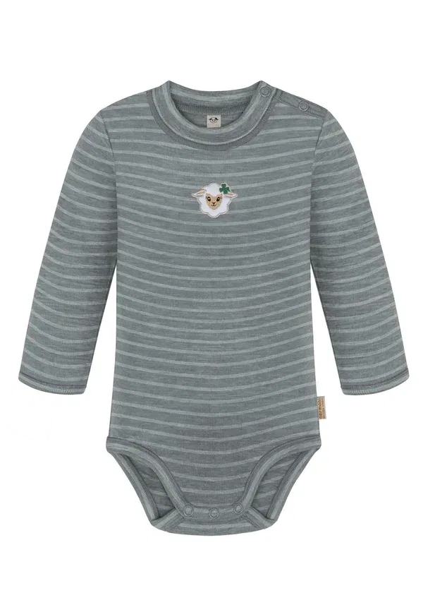Боди 100% шерсть Unisex merino winter langarm body strampler mit knopf bodysuit einteiler 100% merinowolle - body Normani Outdoor Sports, серый в полоску