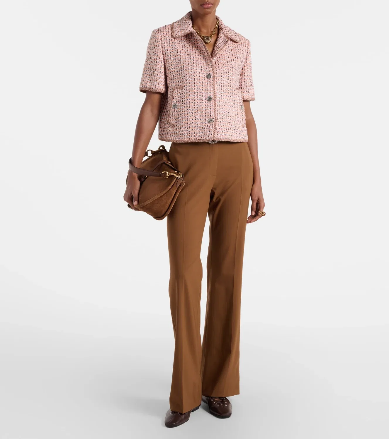 Укороченный твидовый жакет Etro, розовый — фото 2
