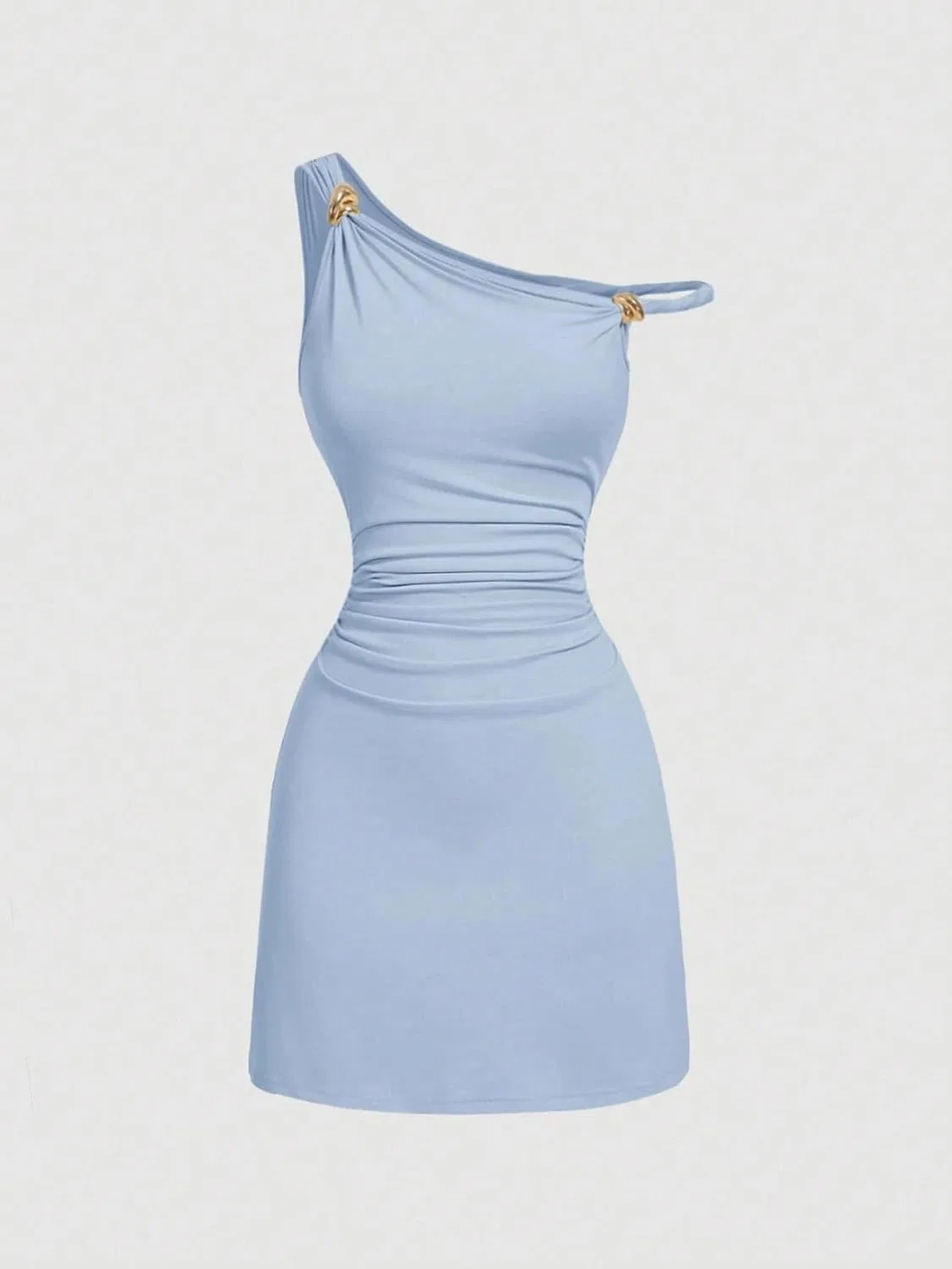 Женское облегающее платье без рукавов с асимметричным вырезом Bodycon, Blue — фото 2