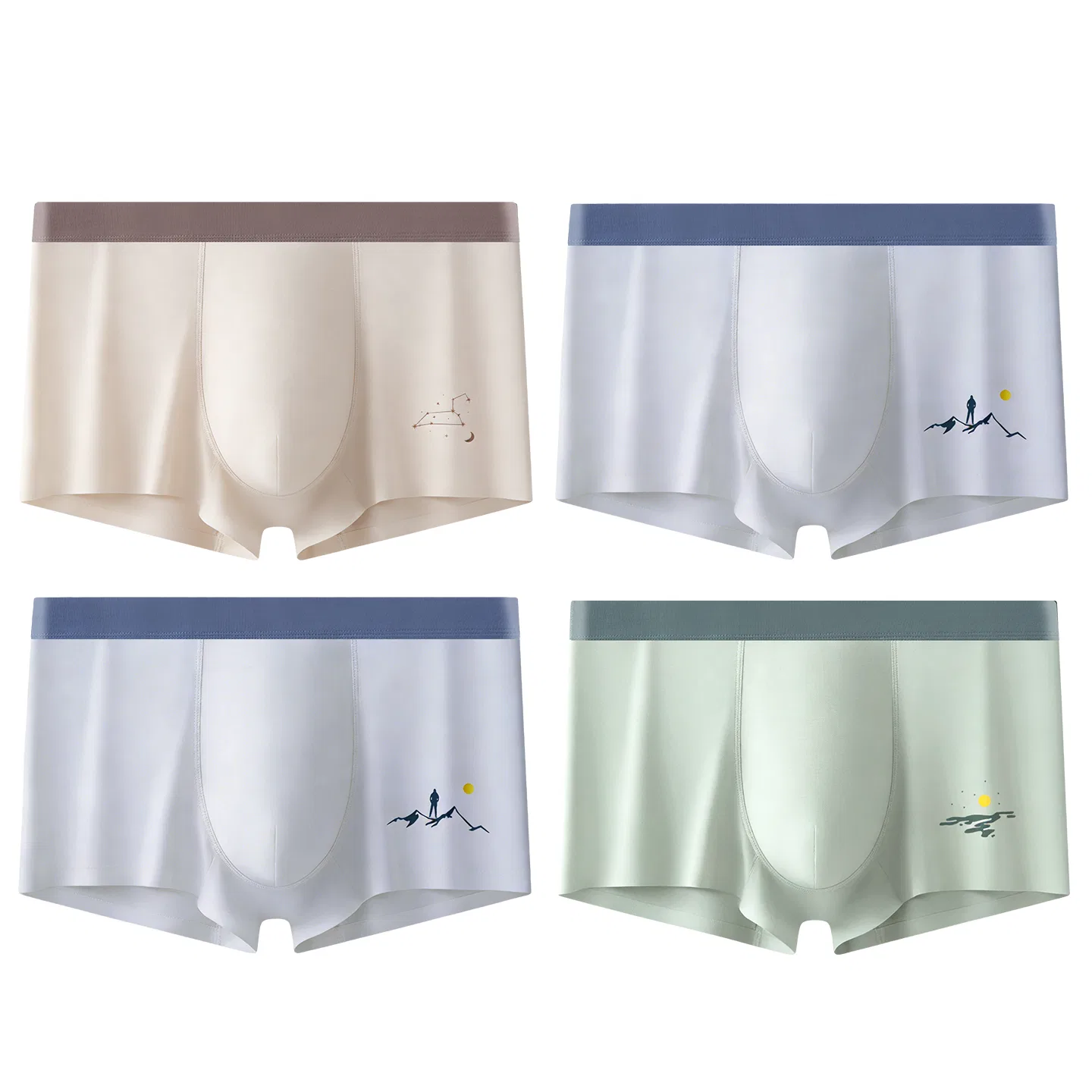 Детские трусы-боксеры для мальчиков хлопковые набор 4 шт Red Bean, Light Grey Apricot Light Green Light Grey