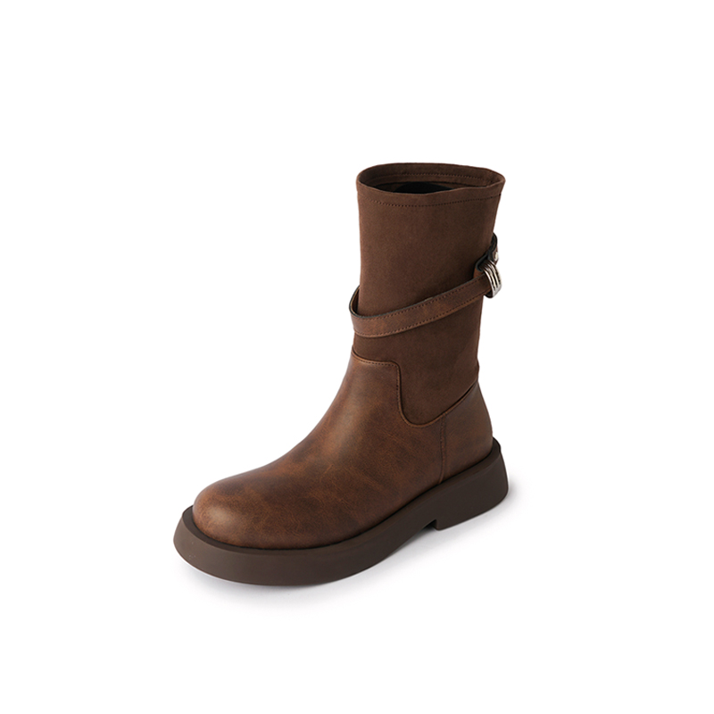Yeezyy Reezy Женские полусапожки на каблуке 4 см коричневые, цвет Brown