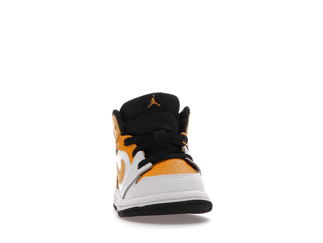 Детские кроссовки с высоким берцем Jordan 1 Mid University Gold, White/University Gold-Black — фото 2