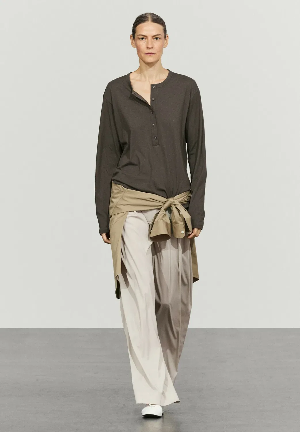 Топ с длинными рукавами Massimo Dutti, Light Brown — фото 2