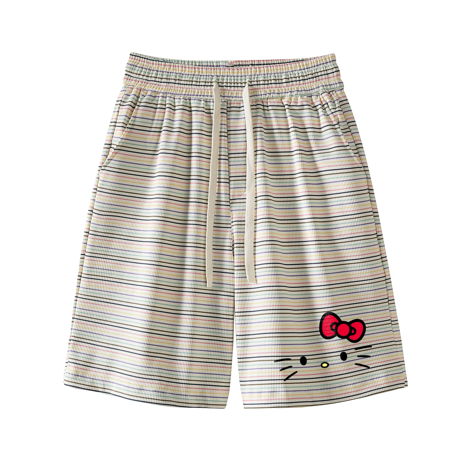 Детские шорты прямого кроя с принтом Sanrio Hello Kitty, Rainbow Stripes