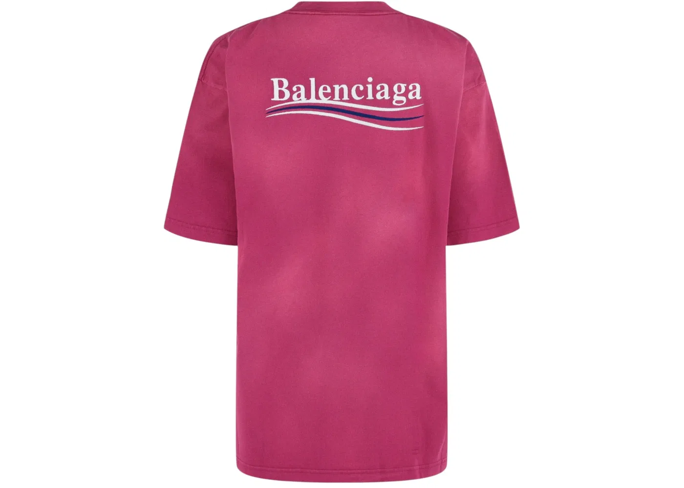 Женская футболка с вышитым логотипом Political Campaign Balenciaga, цвет Dark/Fushia/White/Blue — фото 2