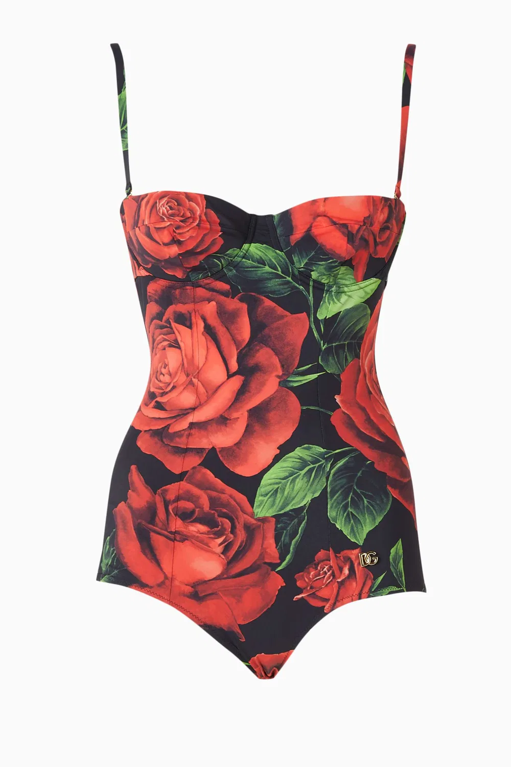 Купальник слитный с принтом роз Dolce & Gabbana