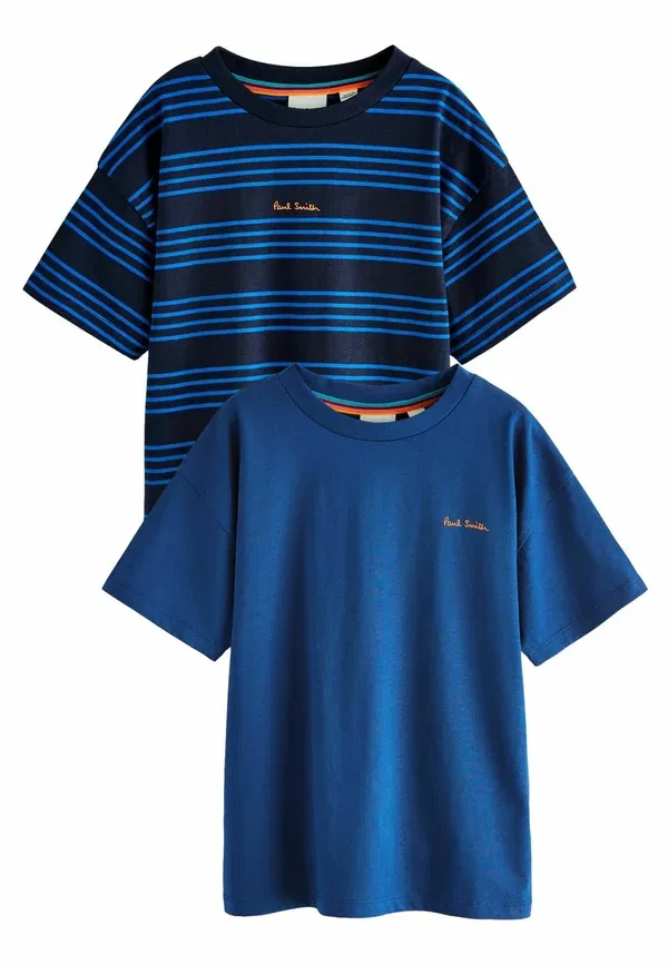 Футболка с принтом, хлопок, Regular fit-signature set 2 pack - print t-shirt, Paul Smith Junior, синий