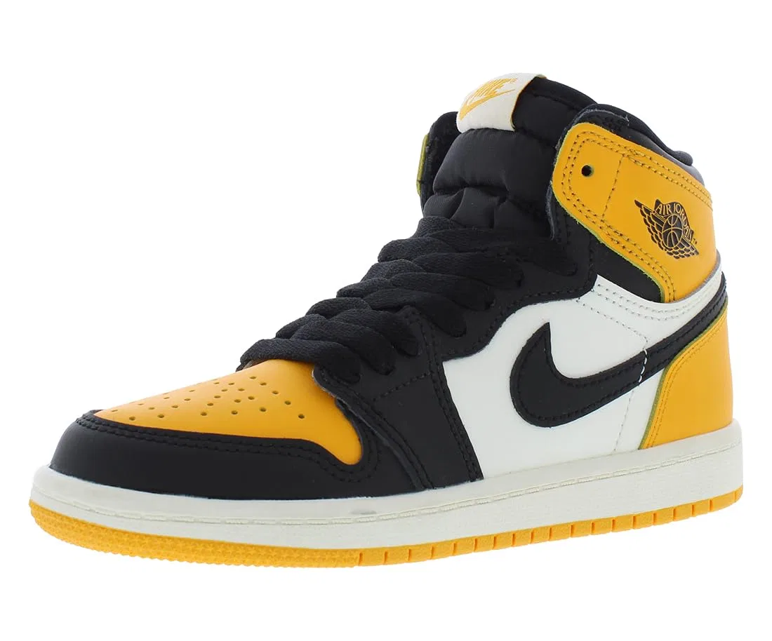 Детские кроссовки для мальчиков высокие Jordan 1 Retro High Og Jordan, Taxi Black Sail