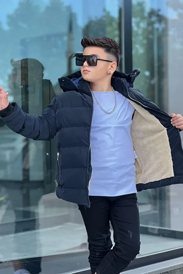 Детское пальто для девочек с капюшоном Pina Kids, Navy Blue — фото 2