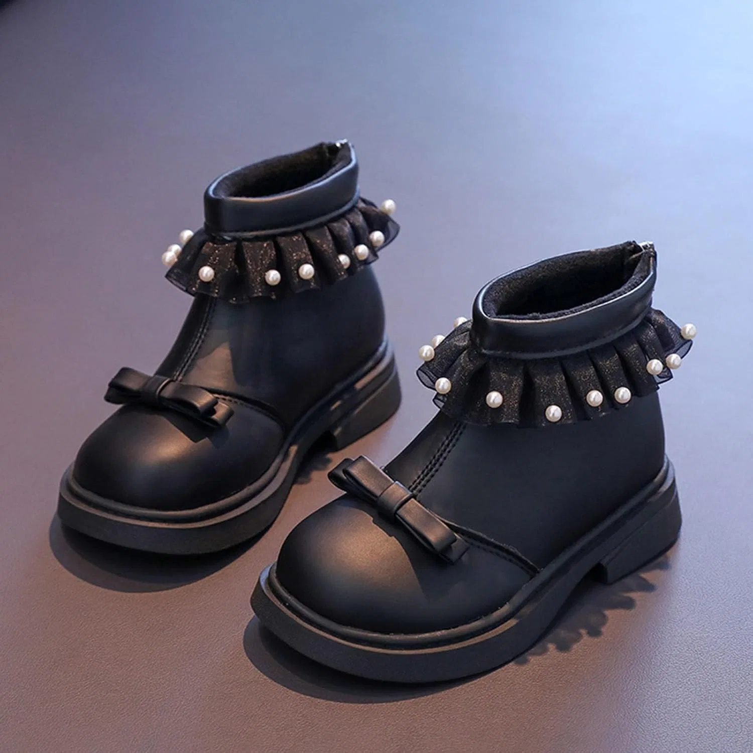 Детские сапоги для девочек с меховой подкладкой, Black — фото 3