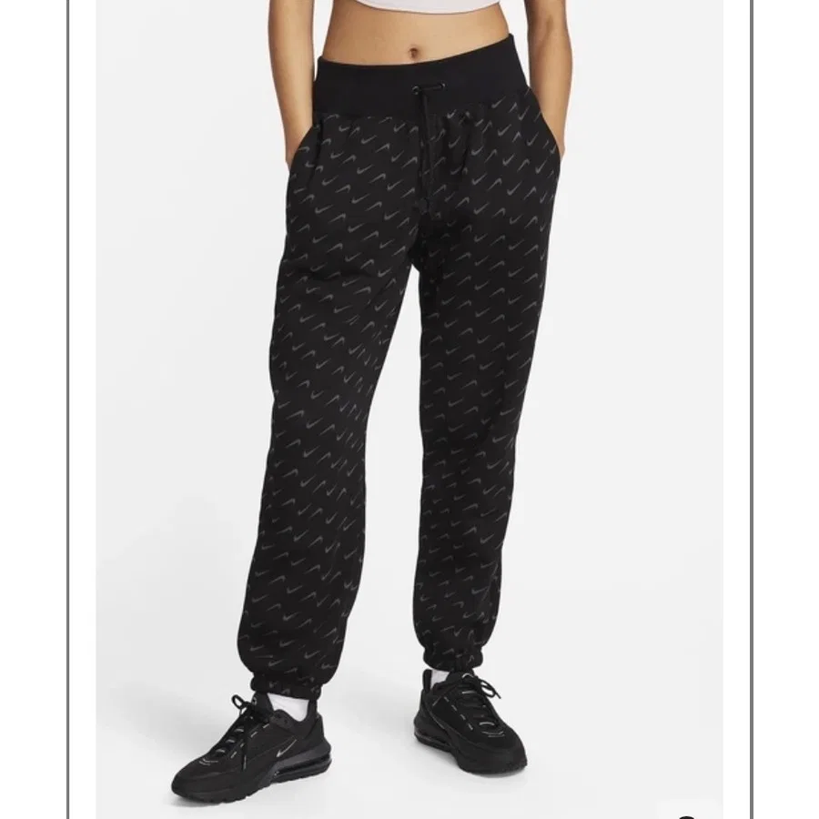 Женские спортивные штаны Nike Sportswear Phoenix Fleece Oversized All Over Printed, Черный