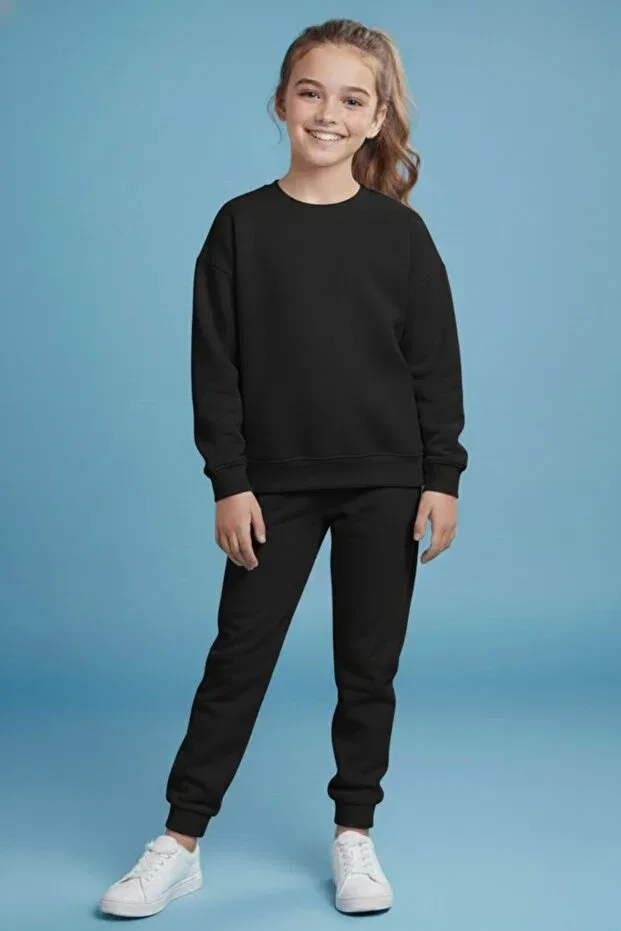 Детский комплект для девочек с принтом California Crew Neck Armicem, Black & Grey — фото 2