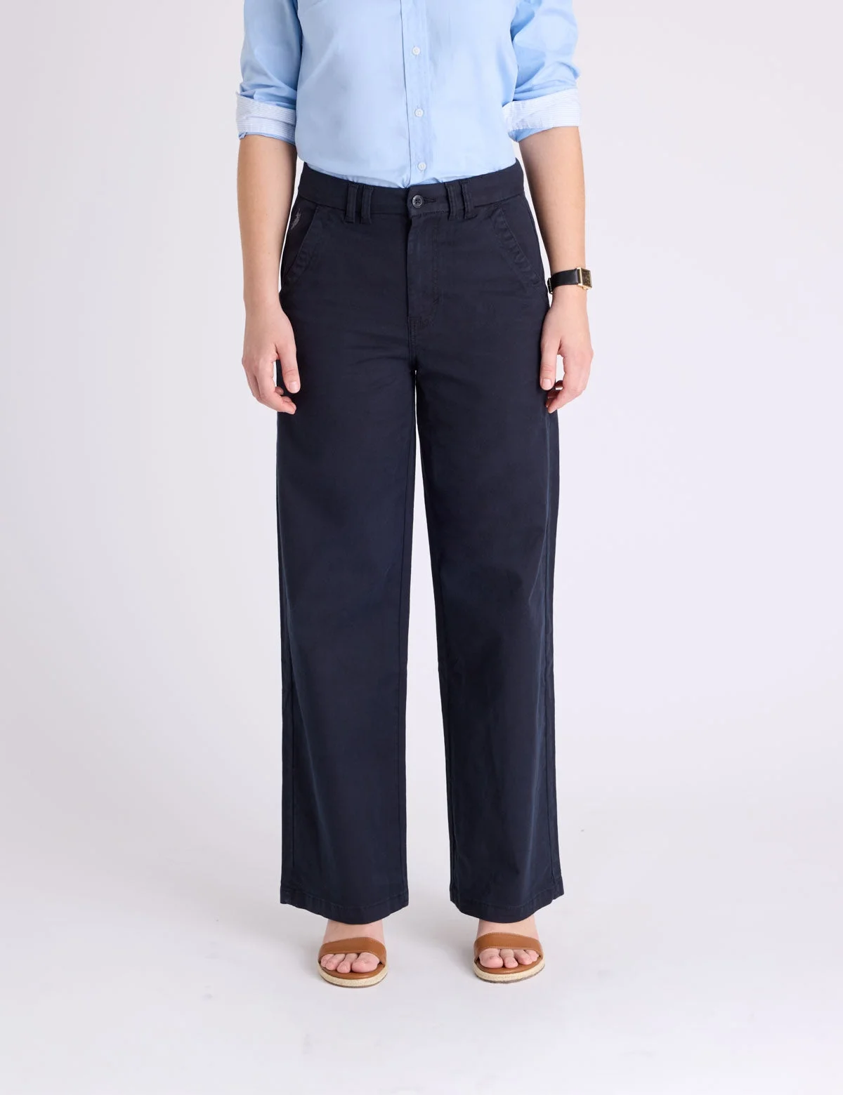 Брюки U.S. Polo Assn High Rise Wide Leg Chino, черный — фото 3