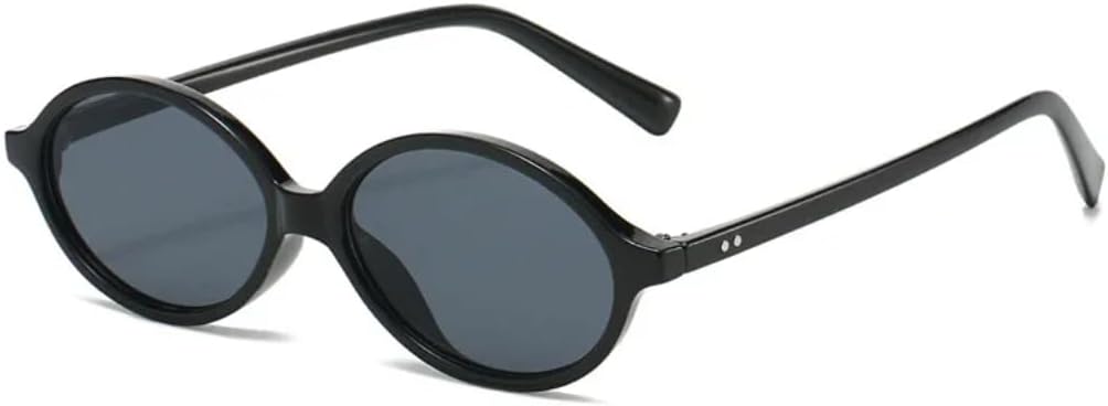 

Модные маленькие овальные солнцезащитные очки для женщин в стиле ретро-панк с заклепками, мужские солнцезащитные очки с защитой от УФ-излучения UV400 VFDHN, Black Black