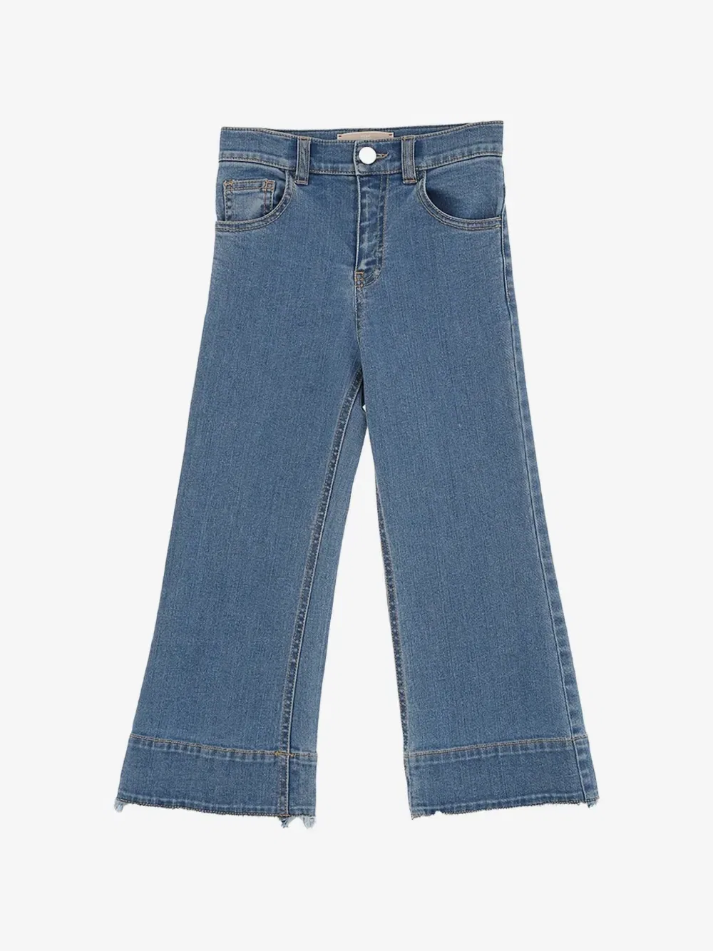 Джинсы с бахромой и логотипом Elisabetta Franchi Kids, синий