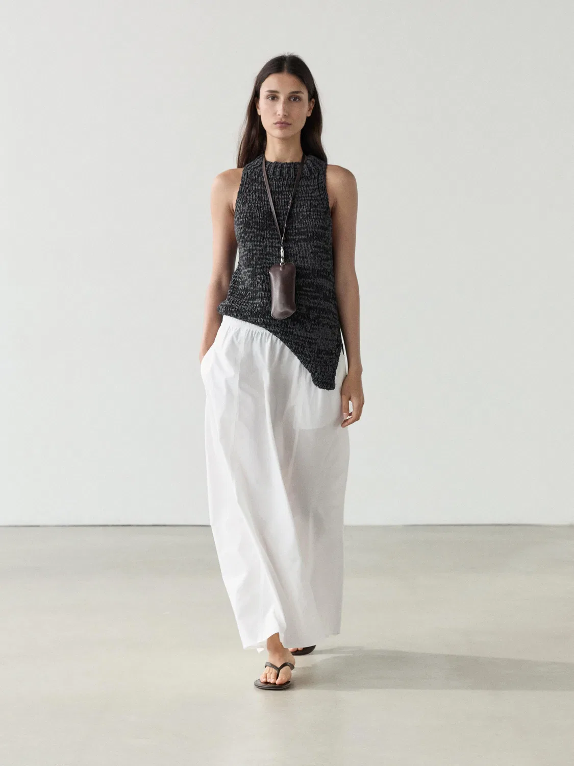 Длинная юбка Massimo Dutti Long Poplin, белый