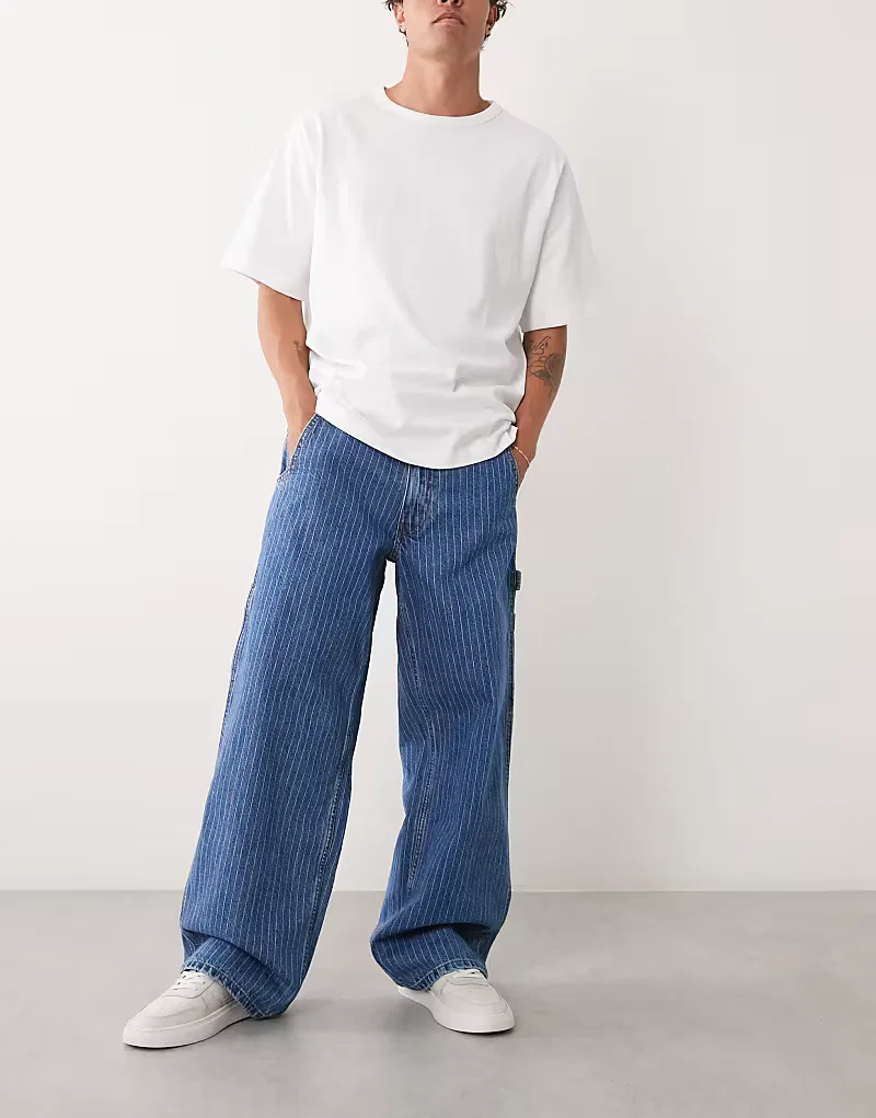 Джинсы Levi's Extra Baggy Milt Striped Denim средней степени потертости — фото 3