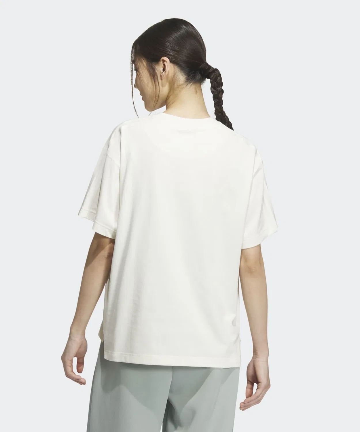 Женская футболка свободного кроя с коротким рукавом, с принтом Adidas, White — фото 2