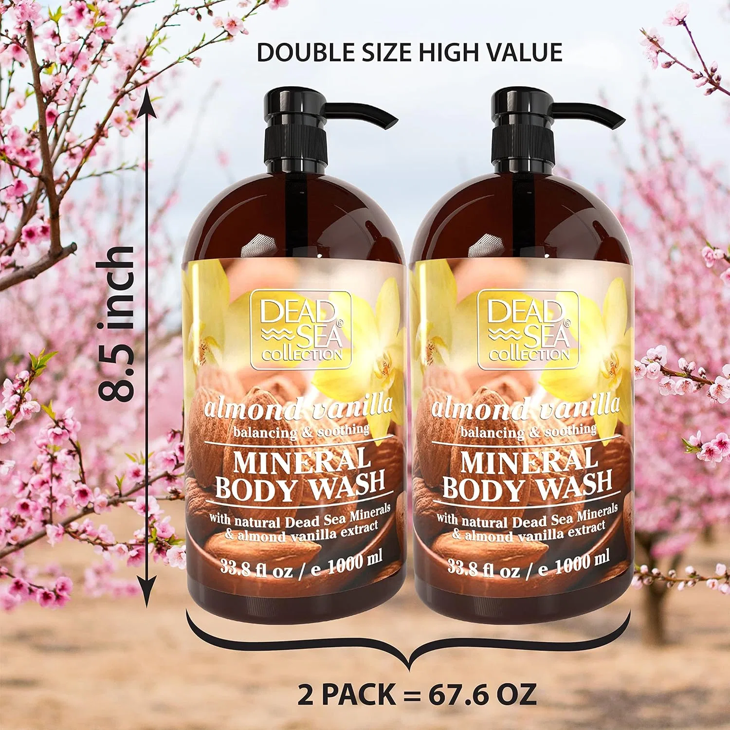 Набор из 2 шт Shower Gel с миндальным и ванильным маслом, Dead Sea Collection, 2000 мл — фото 2