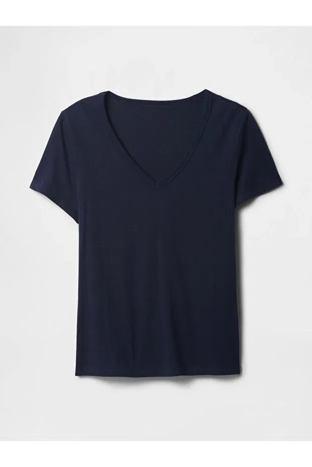 Женская футболка с V-образным вырезом Gap, Navy Blue — фото 2