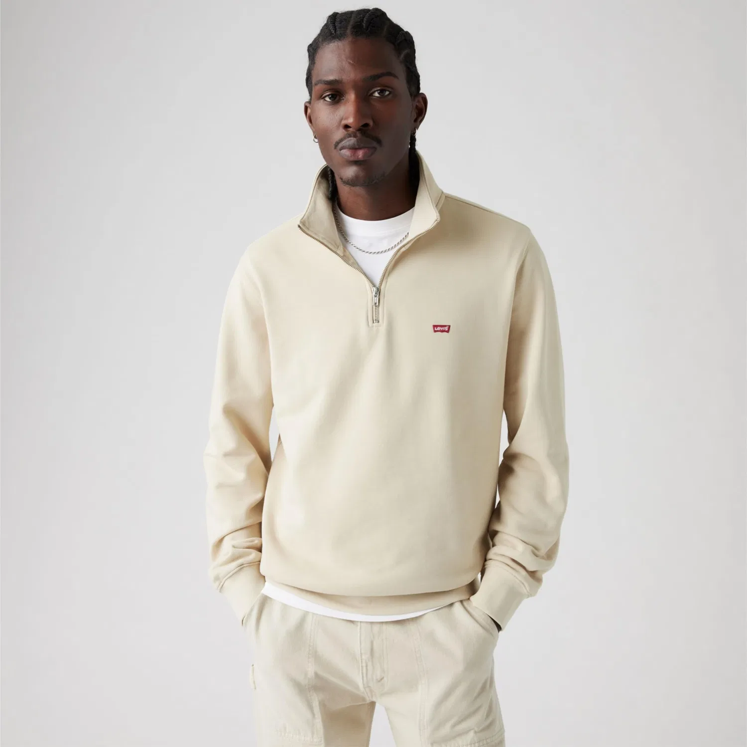 Мужской свитшот с четверть-застежкой Original HM Levi's, 2-Fog — фото 3