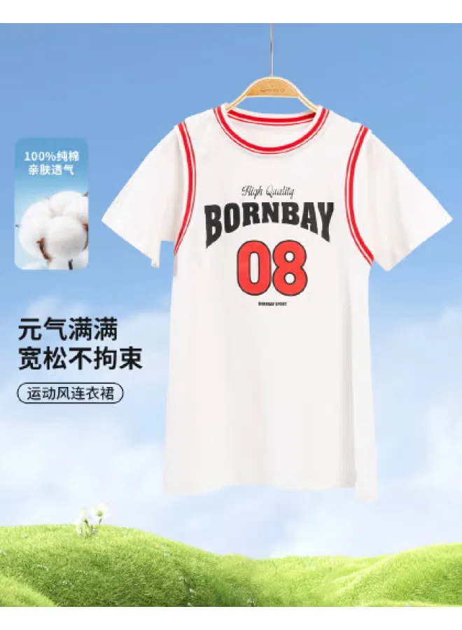 Платье с коротким рукавом Bornbay, белое