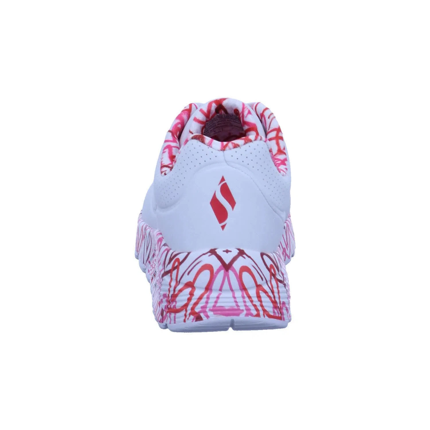 Детские кроссовки для девочек с принтом Uno Lite Lovely Luv Skechers, White White Synthetic Red Pink Trim — фото 4