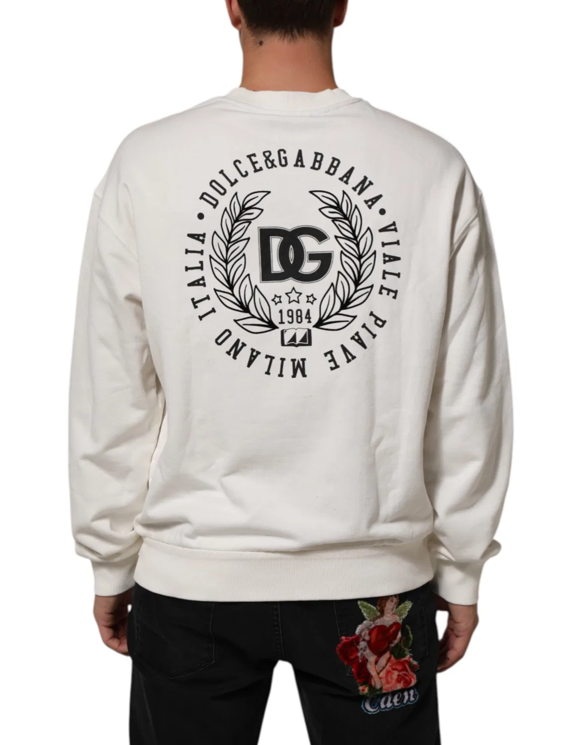 Мужской свитшот с логотипом Crew Neck Sweatshirt Dolce & Gabbana, White — фото 4