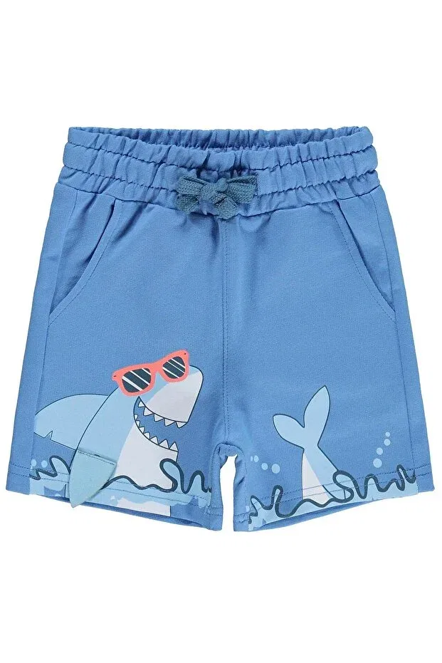 Детские шорты для мальчиков с принтом Shark With Glasses Civil Boys, Dark Blue