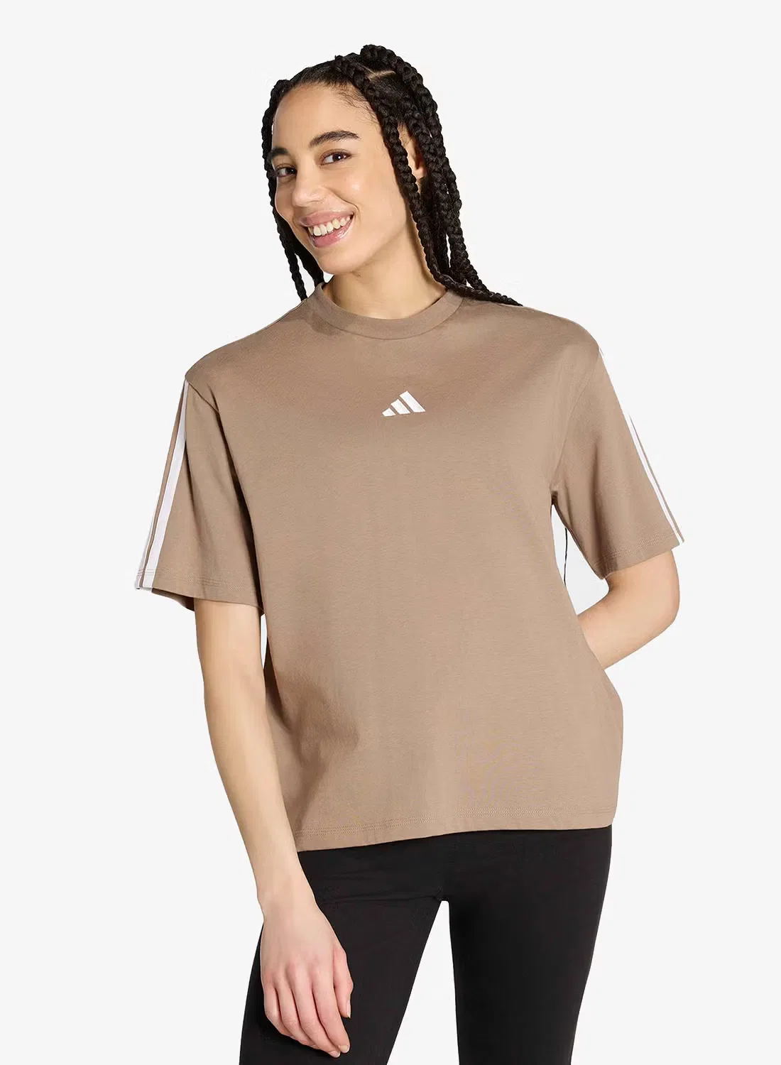Футболка свободного кроя 3-Stripes boyfriend Adidas, белый