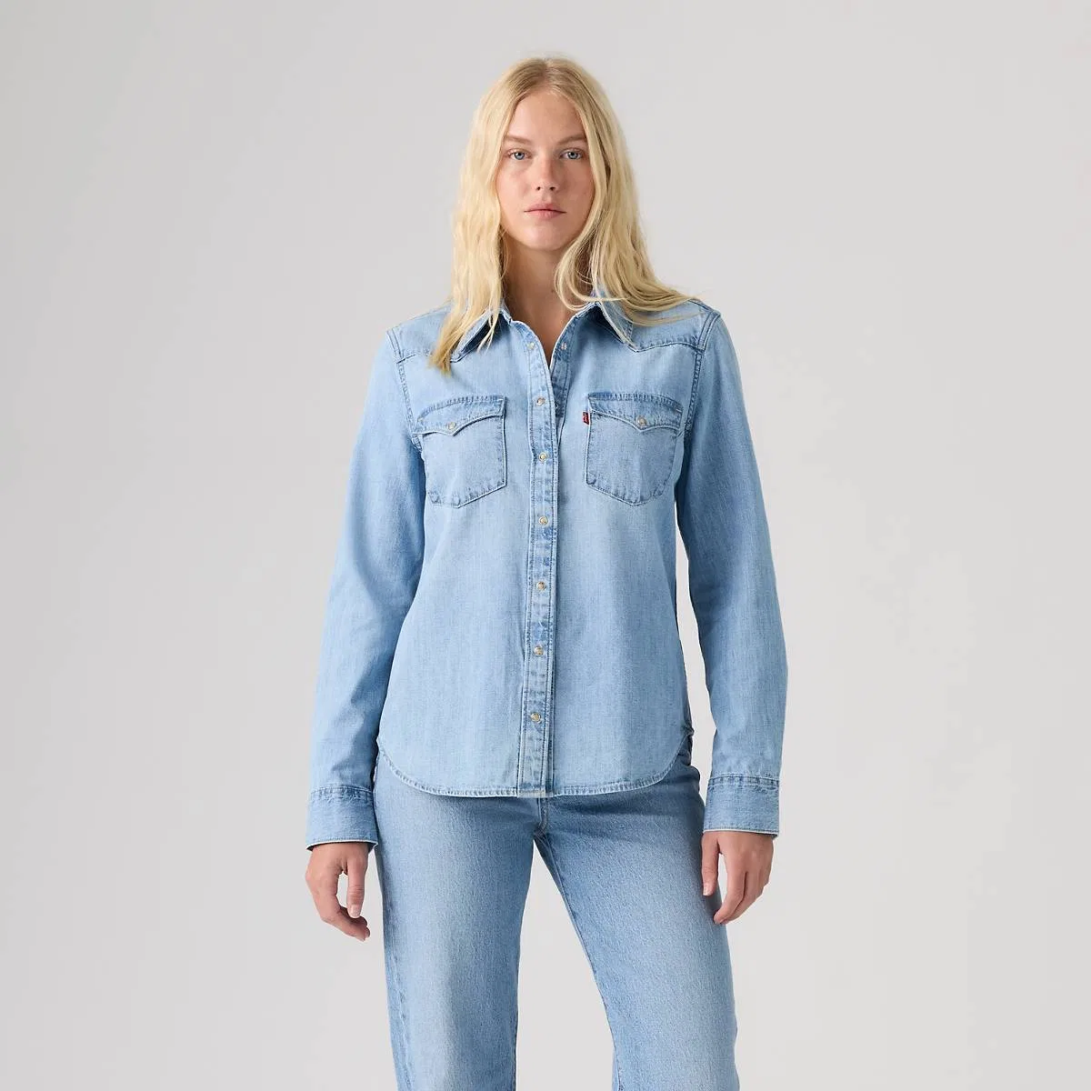 Классическая джинсовая рубашка в западном стиле на пуговицах Levi's, Sunbleach Sunset - Medium Wash — фото 3