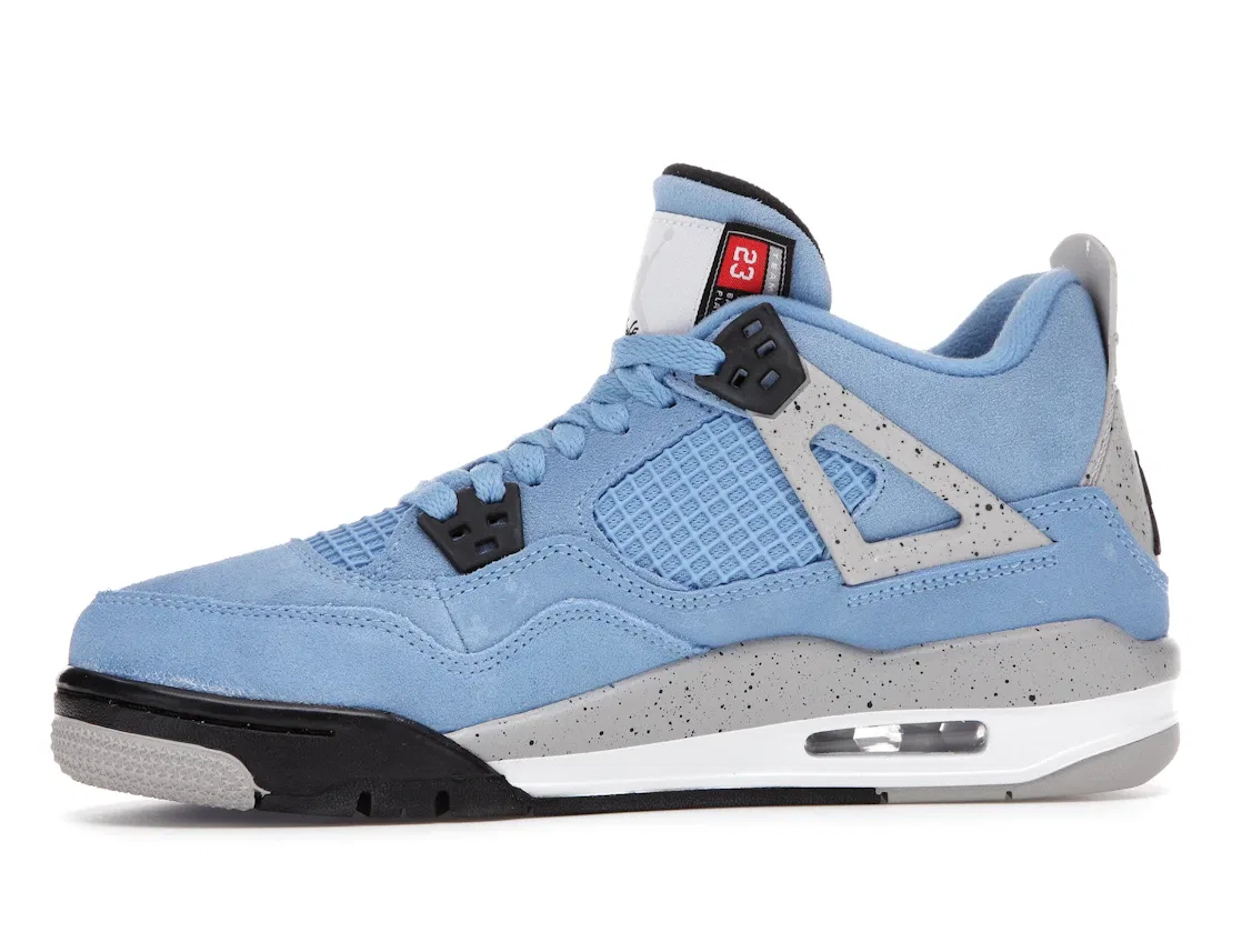 Детские кроссовки с замшевым верхом Jordan 4 Retro University Blue, University Blue/Tech Grey/White/Black — фото 3
