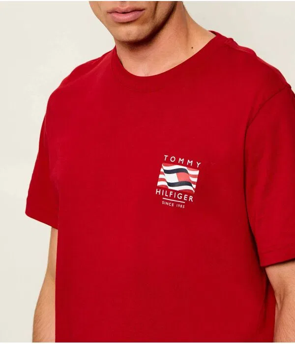 Мужская футболка хлопковая Regular Fit Tommy Hilfiger, красный — фото 4