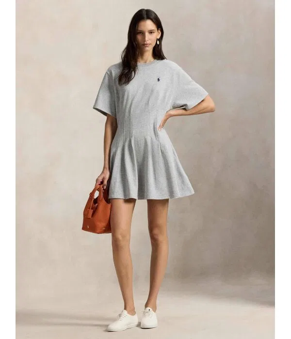 Женское платье-трапеция из хлопка Polo Ralph Lauren, серый — фото 2